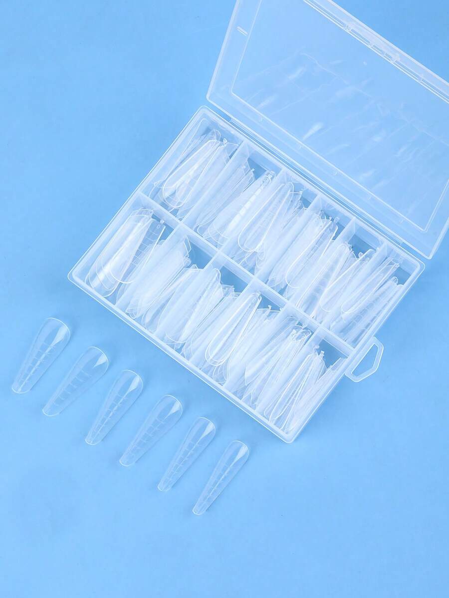 Instantly Upgrade Your Look with 120pcs Long Coffin Transparent Fake Nail For Home DIY Nail Salon Nail Extension - Clear - View 1