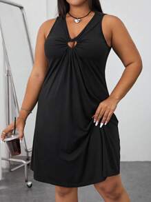 SHEIN EZwear Vestido tank vinculado con aro de corazón - Negro - Ver 1