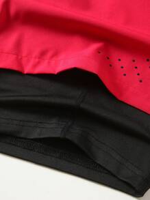 Manfinity Sport Corelite 男士二合一腰部抽繩運動短褲 - 玫紅色 - 查看 5