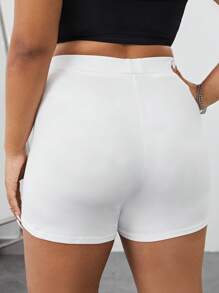 SHEIN EZwear Shorts biker unicolor - Blanco - Ver 3