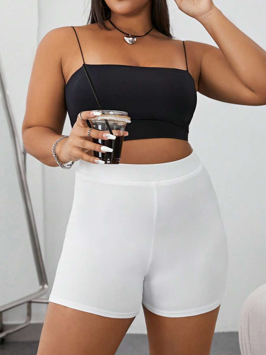 SHEIN EZwear Shorts biker unicolor - Blanco - Ver 1