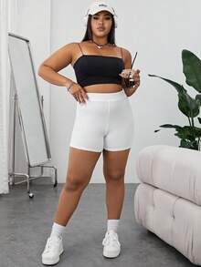 SHEIN EZwear Shorts biker unicolor - Blanco - Ver 5