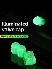 4pcs ABS Glow In The Dark Car Tire Valve Cap - Green - View 2