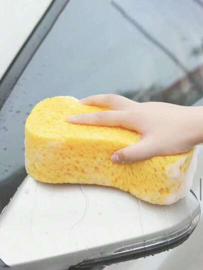 1 st gul komprimerad biltvättssvamp, tjockt bikakesvampblock för bilrengöring, vattenabsorberande och expanderande