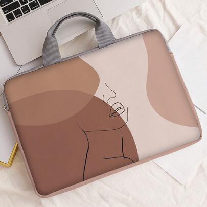 1入組人像圖案織物拉鍊電腦包