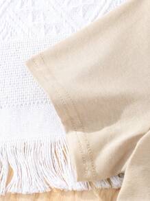 Girls Cartoon & Letter Graphic Tee & Shorts - Apricot - View 4