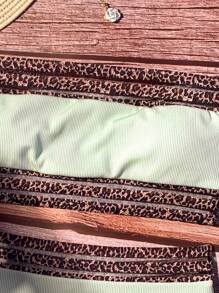 豹紋網紗邊抹胸比基尼泳裝 - 薄荷綠 - 查看 5