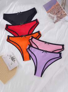 5pack Contrast Binding Panty Set - Multicolor - View 1