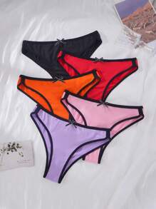5pack Contrast Binding Panty Set - Multicolor - View 3