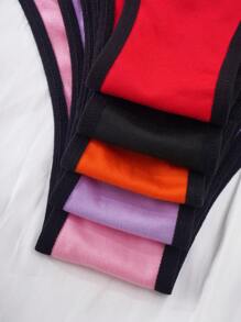5pack Contrast Binding Panty Set - Multicolor - View 5