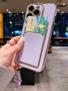 電鍍防摔手機殼帶插卡槽和手機掛繩 - 紫色 - 查看 2