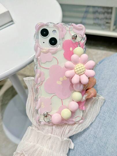 Lanyard Braided Chain Colorful Cute Red IP10 Cases, Shockproof New IP14 Candy Pattern Decorative Protective Phone Case Waterproof Anti-Fall Scratch Resistant