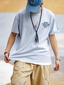 Áo thun nam Lá thư Giải trí - Màu xanh lam - Xem 3