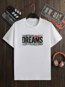 Hombres Camiseta con estampado de letra - Blanco - Ver 1