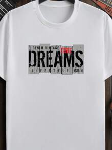 Hombres Camiseta con estampado de letra - Blanco - Ver 5