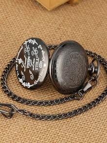 Letter Graphic Pocket Quartz Watch - Black - View 3