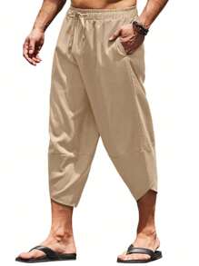 Quần Nam Dây kéo Túi màu trơn Giải trí - Màu Khaki - Xem 1