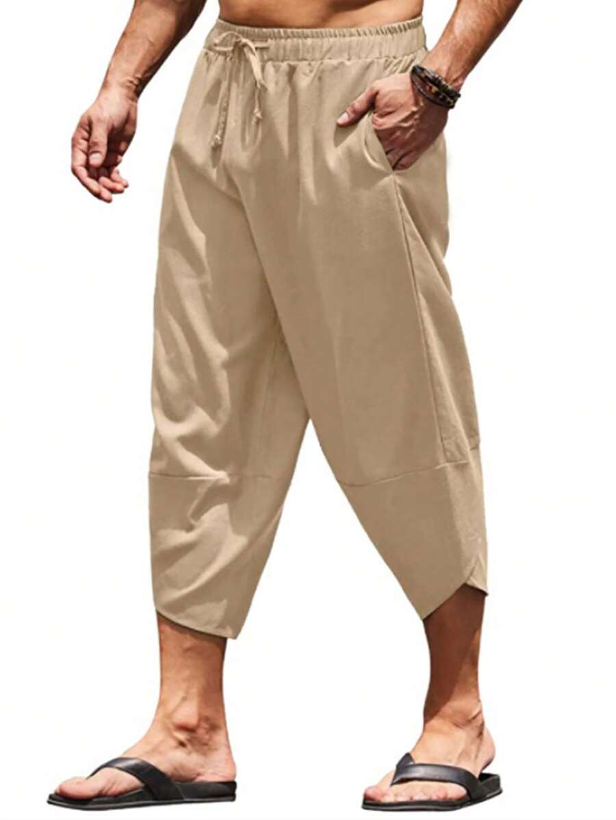 Quần Nam Dây kéo Túi màu trơn Giải trí - Màu Khaki - Xem 1