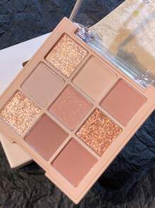 9色眼影盤,持久啞光和珠光眼影彩妝產品 - 彩色 - 查看 3