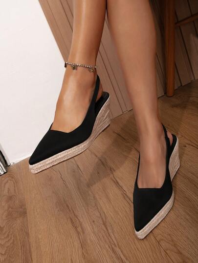 اسفين باصابع قدم مدبب مفتوح الوراء منسوج عطلة خارجي نساء