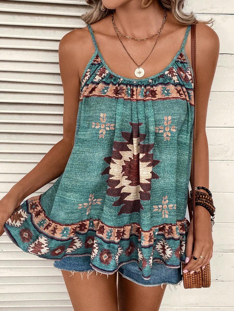 SHEIN LUNE Geo Print Cami Top - Multicolor - View 1