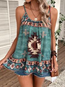SHEIN LUNE Geo Print Cami Top - Multicolor - View 3