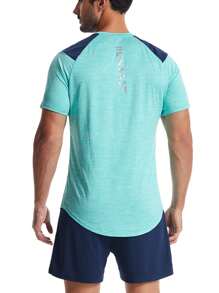 Running 男士字母圖形raglan袖運動套裝,體育服,跑步服