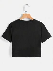 ROMWE Goth Áo thun nữ Thú vật Giải trí - màu đen - Xem 2