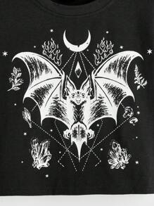 ROMWE Goth Áo thun nữ Thú vật Giải trí - màu đen - Xem 4