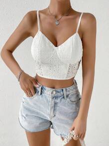 Chiquease 素色吊帶短上衣 - 白色 - 查看 4