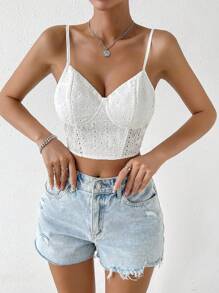 Chiquease 素色吊帶短上衣 - 白色 - 查看 5