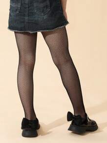 1pair Baby Girls Fishnet Tights For Daily Life - Black - View 5