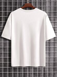 Manfinity Hypemode Men's Solid Color Drop Shoulder Split Hem Oversized T-Shirt - White - View 3