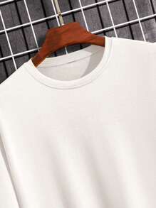 Manfinity Hypemode Men's Solid Color Drop Shoulder Split Hem Oversized T-Shirt - White - View 5