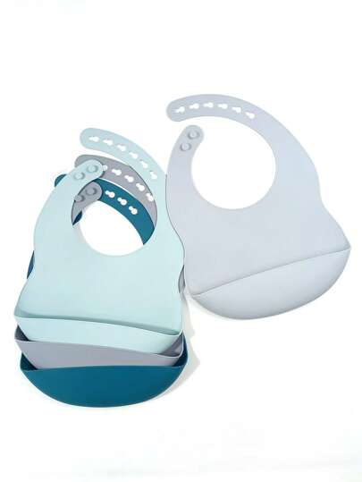 2pcs/Set Adjustable Silicone Baby/Kids Waterproof Bib, Easy To Clean, Durable, Suitable For Daily Use