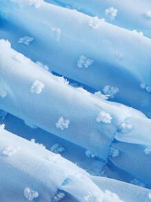 SHEIN MOD Swiss Dot Paperbag Waist Ruffle Hem Skirt - Baby Blue - View 4