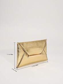 Medium Flap Envelope Bag Funky Gold Crocodile Embossed - Gold - View 3