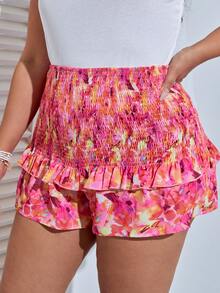 Dreamara Shorts con estampado floral ribete con fruncido - Multicolor - Ver 5