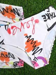 Bộ bikini họa tiết chữ cái tuổi teen với váy đi biển Bãi biển mùa hè - Nhiều màu - Xem 4