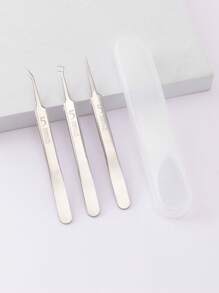 痤瘡針工具，3入组不銹鋼痤瘡針套裝護膚卸妝工具 - 銀色 - 查看 1