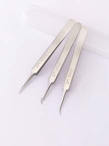 痤瘡針工具，3入组不銹鋼痤瘡針套裝護膚卸妝工具 - 銀色 - 查看 4