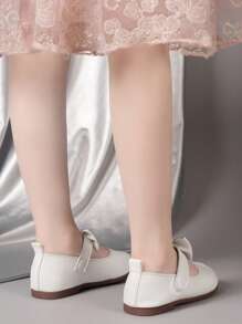 Zapatos planos de estilo británico, suaves, cómodos y de uso diario simple, para fiestas, bodas y niños - Blanco - Ver 3