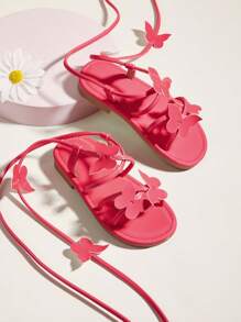 Dép quai ngang trang trí hình bướm cho bé gái cho mùa hè - Màu Hồng Tươi - Xem 1