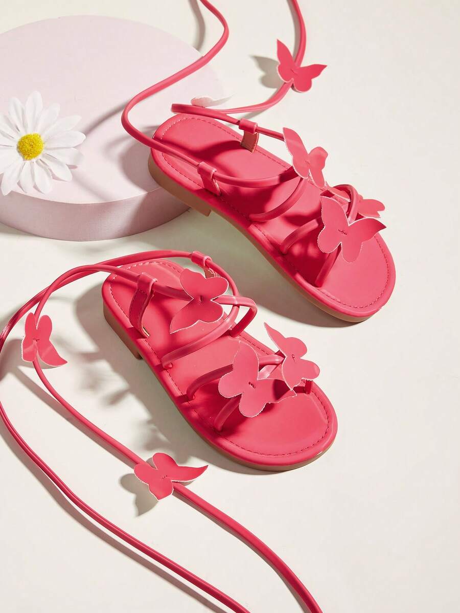 Dép quai ngang trang trí hình bướm cho bé gái cho mùa hè - Màu Hồng Tươi - Xem 1