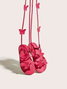 Dép quai ngang trang trí hình bướm cho bé gái cho mùa hè - Màu Hồng Tươi - Xem 4