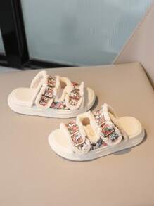 Chicas Zapatillas con patrón floral ribete crudo con diseño de cuadro para verano exterior - Multicolor - Ver 3