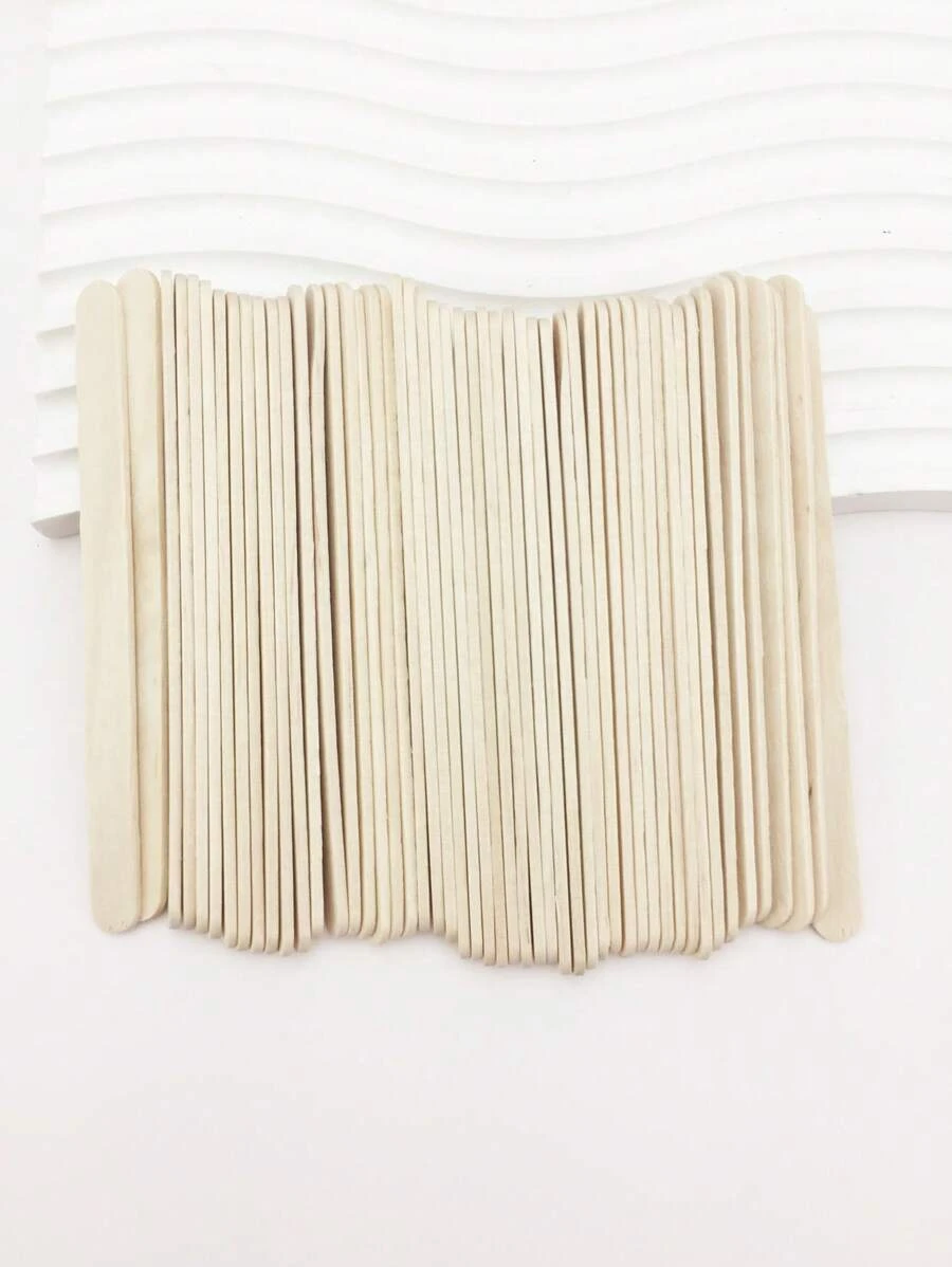 Waxing Applicator Sticks,50Pcs Eyebrow Wax Stirring Stick Wooden Craft Sticks Wax Spatulas Applicator For Face And Small Hair Removal Sticks - Beige - View 1