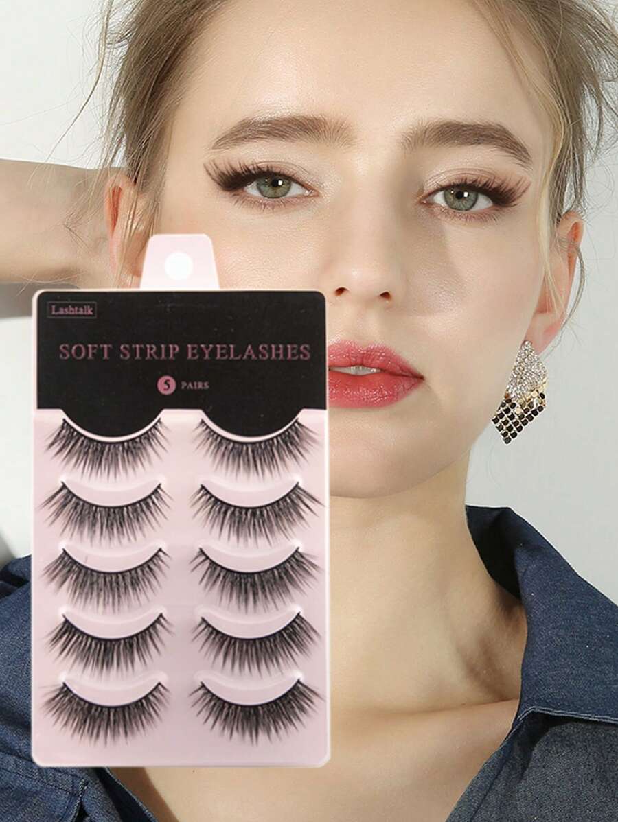 Lashtalk 5 cặp lông mi giả mắt mèo 3D - màu đen - Xem 1