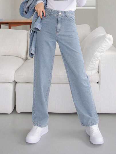 High Waisted Straight Leg Jeans