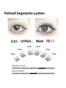 Lashtalk 1 Box DIY Fishtail Segments Manga Anime False Eyelash Extensions 3D Natural Separated Sections And Dense Volume Mix 10-13mm 10 Rows 50 Clusters Lashes Realistic Thick Makeup Tool - Black - View 5